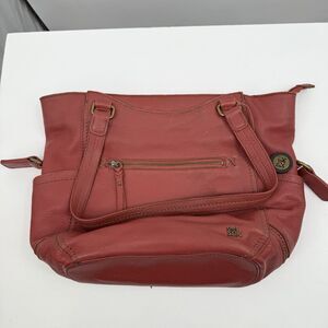 The Sak Red Leather Shoulder Handbag Purse Boho Hippie